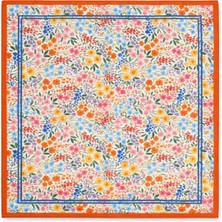 Nergis Collection Turuncu Çiçek Desenli 55X55 cm Fular – Renkli Yazlık Kadın Boyun Fuları