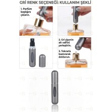 MAİN SHOP 1 Adet Doldurulabilir Mini Parfüm Şişesi 5 ml - Cep Parfüm Şişesi Gümüş Renk M-230
