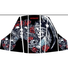 Tutgun Motor Honda Dio 2021 2024 7 Parça Full Tank Pad Kırmızı Gül