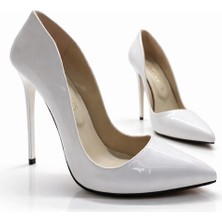 Hayy Shoes Beyaz Rugan Stiletto Topuklu Ayakkabı