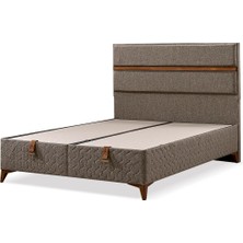 Mona Yatak Polo Lüks Tek Kişilik Kahverengi Baza Seti – Keten Kumaşlı, Modern ve Dayanıklı Tasarım