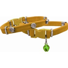 Alvera Kadife Kedi Boyun Tasması Midyeli 20-32 cm Sarı