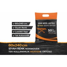AyrStore Yeni Nesil Lastikli Siyah Sedye Örtüsü 50’li 1 Paket 80X240 cm Nonwoven Tek Kullanımlık Muayene Örtüsü