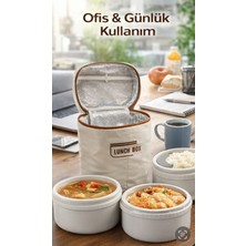 4 Katlı Termal Yemek Taşıma Çantası Lunch Box Silindirik Sızdırmaz Saklama Kabı Seti