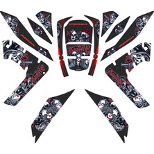 Tutgun Motor Honda Forza 2018 2025 Kırmızı Desenli Full Tank Pad Set