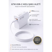 ArmoniaVital 67W Turbo Süper Hızlı Şarj Adaptörü - Beyaz USB-C Turbo Şarj Cihazı + Dayanıklı Type-C Kablo Seti