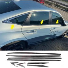 isiltikidsmoda Honda Civic Fe1 2022 ve Sonrası Uyumlu Paslanmaz Krom Alt Cam Çıtası 8 Parça