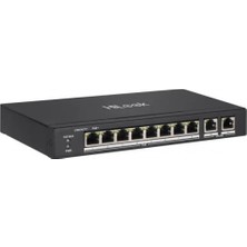 AyrStore Hılook NS-0310P-60(B), 8port, Megabit, Poe 60W, 2 Port Gigabit Uplink, Long Range 250METRE, Yönetilemez, Masaüstü Switch