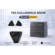 Bezos Tek Kullanımlık Bikini 10 Adet Nonwoven Kumaş Siyah Lastikli Standart Beden