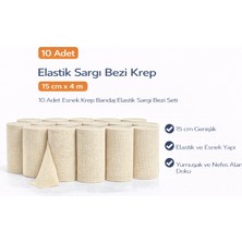 Nil Avm Elastik Sargı Bezi Krep 15 cm x 4 M 10 Adet Esnek Krep Bandaj Elastik Sargı Bezi Seti