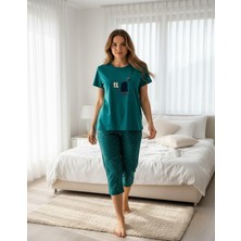 Mihra Kadın %100 Pamuk Bisiklet Yaka Kısa Kol Kapri  Pijama Takımı 90787P - 1 Adet