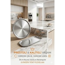 Venüs Shopping Masterpiece Çelik Tepsi Seti – Yuvarlak 28 cm & Dikdörtgen 34X15 cm 722992
