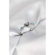 Youday Accessories Gümüş Renk Hematit Taşlı Kadın Yüzük