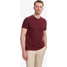 Pierre Cardin Erkek Bordo Slim Fit %100 Pamuk Bisiklet Yaka Basic Tişört 50325307-VR014