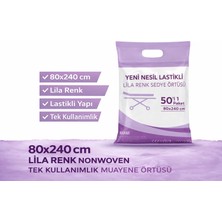 AyrStore Yeni Nesil Lastikli Lila Renk Sedye Örtüsü 50’li 1 Paket 80X240 cm Nonwoven Tek Kullanımlık Muayene Örtüsü