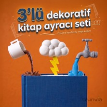 Trunvia 3'lü Dekoratif Kitap Ayracı Seti - Kahve, Bulut ve Musluk Tasarımlı 3D Okuma Aksesuarı
