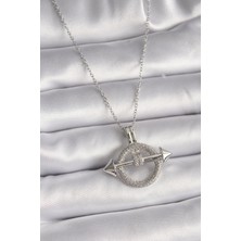 Youday Accessories 316L Çelik Gümüş Renk Zincir Zirkon Taşlı Halka Model Kadın Kolye