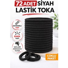 Bezos 72 Adet Siyah Lastik Toka Kalın Saç Lastiği Dayanıklı Esnek Saç Toplama Tokası Kadın ve Kız Çocuk Saç Aksesuarı Çoklu Paket
