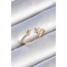 Youday Accessories Pirinç Gold Renk Zirkon Taş Detay Yıldız Model Kadın Yüzük