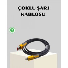 Pileli Store 65W Çoklu Şarj Kablosu 4’ü 1 Arada Örgülü Hızlı Veri Aktarım Usb-C Usb-A