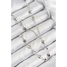 Youday Accessories Pirinç Zirkon Taşlı Kalp Model Gümüş Renk Y Kolye