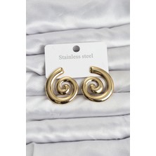Youday Accessories 316L Çelik Gold Renk Sarmal Modelli Kadın Küpe
