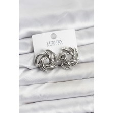 Youday Accessories Gümüş Renk Pirinç Keskin Sarmal Model Kadın Küpe