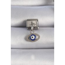 AyrStore 316L Çelik Gümüş Renk Sallantılı Göz Figür Nazar Boncuk Detay Charm