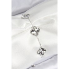 Youday Accessories Vıp Pirinç Yonca Model Gümüş Renk Kadın Bileklik