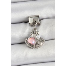 Youday Accessories 316L Çelik Sallantılı Inci Detaylı Istiridye Model Gümüş Renk Charm