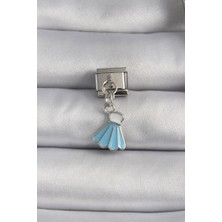 Nil Avm 316L Çelik Gümüş Renk Mavi Renk Sallantı Elbise Model Charm