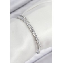 Youday Accessories Pirinç Zirkon Taşlı Su Yolu Model Gümüş Renk Kadın Bileklik