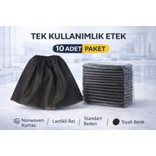 Ronanna Tek Kullanımlık Etek 10 Adet Nonwoven Kumaş Siyah Lastikli Bel Standart Beden