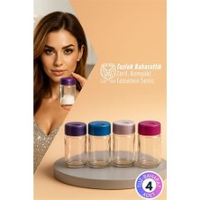 İlkyaz Fashion Giulia 4’lü Mini Cam Tuzluk Seti - 9 cm Modern Ergonomik Renkli Baharatlık Takımı 722870 Ilkyz