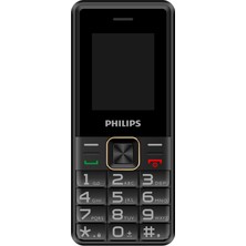 AyrStore Phılıps Xenium E6105, 128MB, Siyah, 48MB Ram, 1,77INC Ekran, 4g Çift Sim Desteği, Fm Radyo, 1000MAH Pil, Türkiye Kvk Garantili