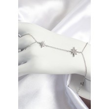 Youday Accessories Pirinç Zirkon Taşlı Kutup Yıldızı Model Gümüş Renk Kadın Şahmeran