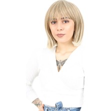 Alvera Küt Kahküllü Fiber Sen Peruk / Karamel / Platin Röfleli