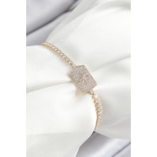Youday Accessories Pirinç Zirkon Taşlı Kutup Yıldızı Model Gold Renk Asansörlü Kadın Bileklik