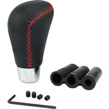 isiltikidsmoda Dikişli Deri Vites Topuzu Oval Siyah Kırmızı