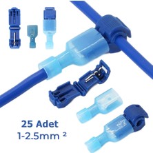 isiltikidsmoda T Hızlı Kolay Kablo Ekleme Aparatı Konnektör Klips Klemens Mavi 25 Adet