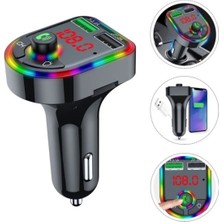 isiltikidsmoda Car F6 Rgb Bluetooth Araç Kiti Fm Transmitter Qc 3.1A Type-C USB Şarj 12-24V