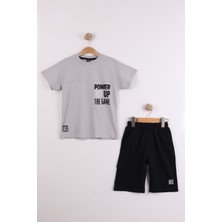 Joy Kids Erkek Çocuk Baskılı Basic Takım (7-10YAŞ) (Gri-Siyah)