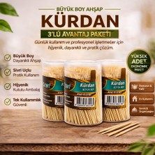 Bezos Kürdan Büyük Boy Ahşap Kürdan Hijyenik Paket Tek Kullanımlık Dayanıklı Kürdan Seti 3 Adet