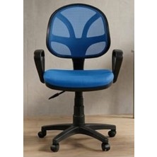 Teknor File Sırtlı Yükseklik Ayar,tekerlekli ve Döner Mekanizmalı Konforlu Ofis Çalışma Sandalyesi Mavi