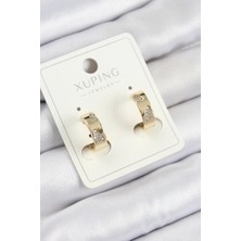 Youday Accessories Xuping Zirkon Taşlı Desenli Halka Model Gold Renk Kadın Küpe