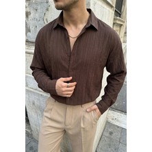 Livio Ferri Maze Premium Oversize Erkek Gömlek Dokulu Çizgili