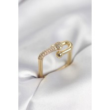 Youday Accessories Gold Renk Zirkon Taşlı Tifani Model Kare Kadın Yüzük