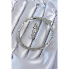 Youday Accessories 316L Çelik Gümüş Renk Sarmal Model Erkek Bileklik Yüzük Kombini