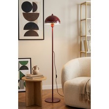 Marrien Luna Tulip Tek Ayaklı Bordo Modern Metal Lambader Oturma Odası & Yatak Odası & Salon Lambası