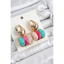 Youday Accessories Pirinç Karışık Renk Vintage Model Kadın Küpe